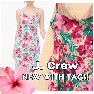 NWT J. Crew Pastel Hibiscus Pink Wrap Spring Dress 🌺 Vacation Vibes
